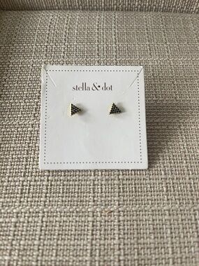 Stella & Dot Black and Gold Triangle Stud Earrings